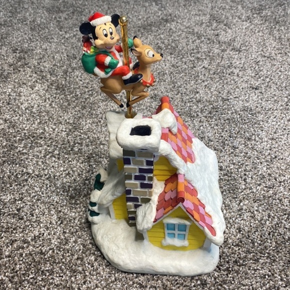 Vintage Disney Christmas Collection House . Mickey Santa on Reindeer Music Box - Picture 4 of 7